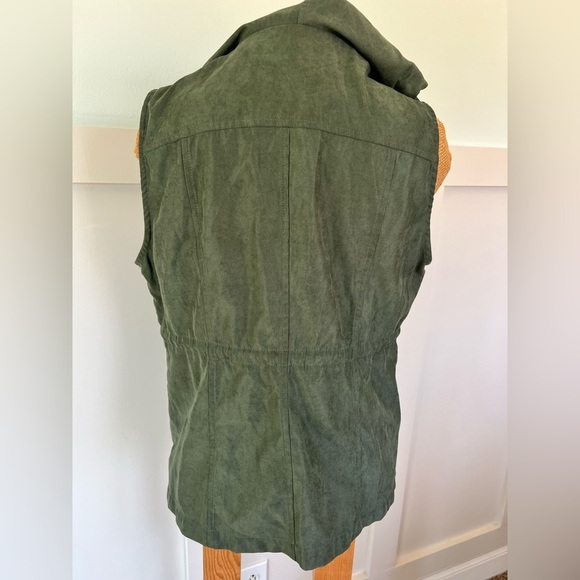 Entro by Anthropologie Green Utility Vest with hood button closure size Small - Picture 6 of 8